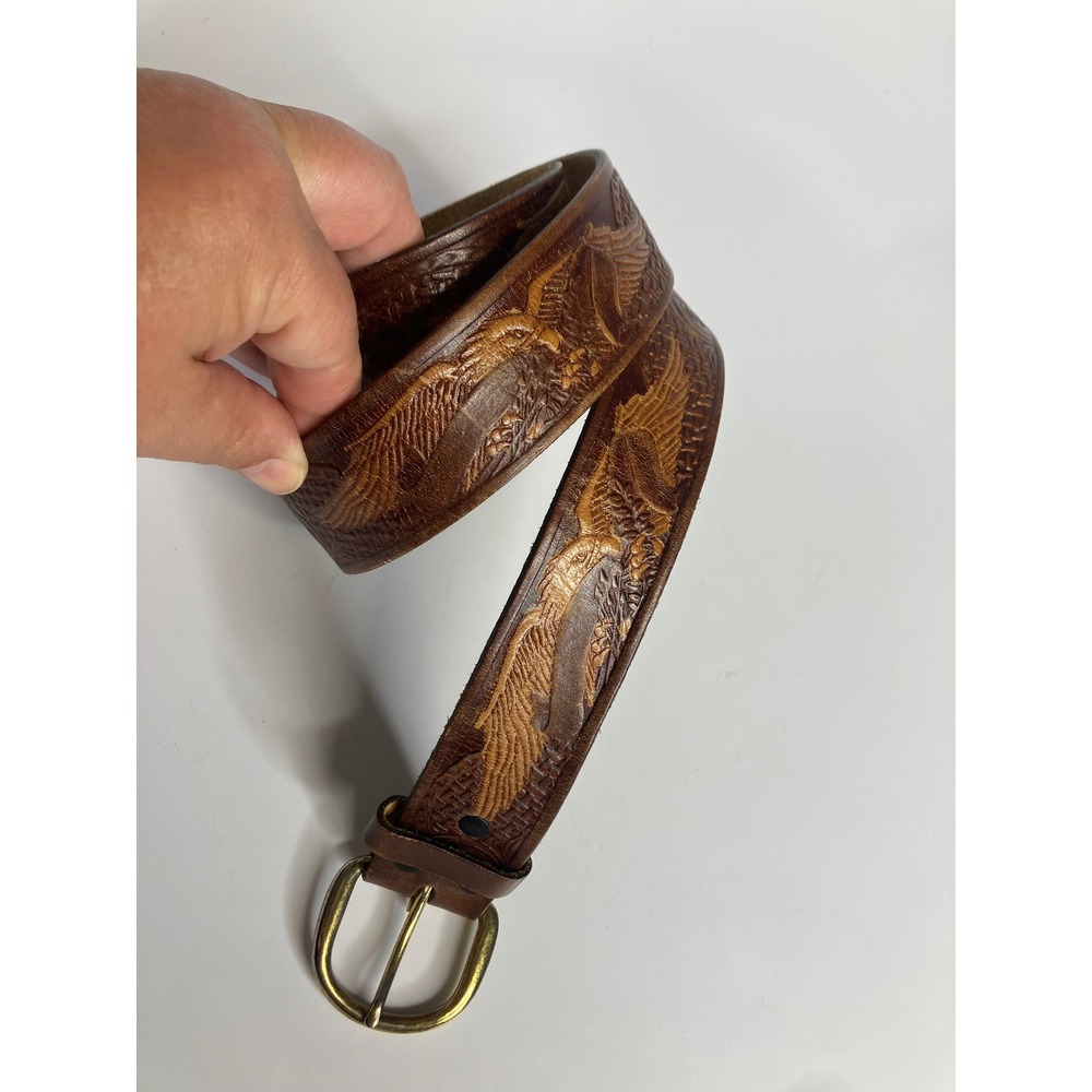 Handmade Eagle embossed leather belt men's size 40 casual patriotic‎
